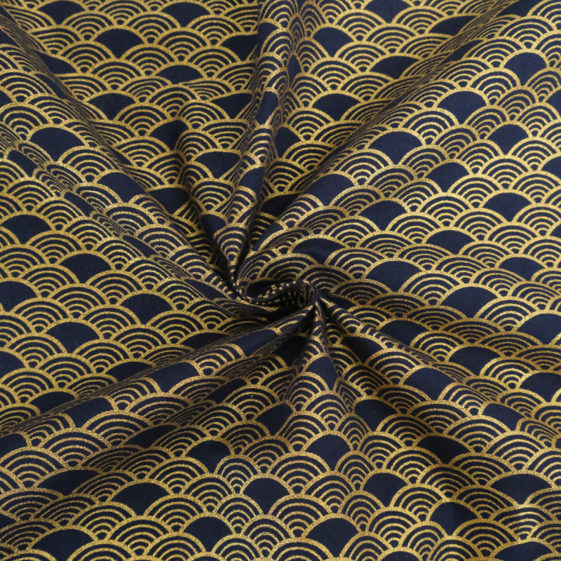 Bedruckte Baumwolle mit Lurex-Fäden, „Sensu Marine Or“ – Maison Klem