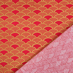 Bedrukt katoen met lurex, Sensu, rood-goud - Maison Klem