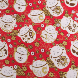 Red-Background Lurex Cat-Print Cotton - Maison Klem