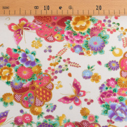 Lurex-Printed Cotton with Beautiful Flowers on an Ecru Background - Maison Klem