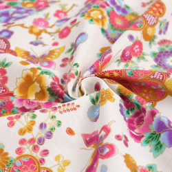 Lurex-Printed Cotton with Beautiful Flowers on an Ecru Background - Maison Klem