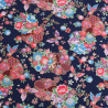 Lurex-Printed Cotton with Beautiful Flowers on a Blue Background - Maison Klem