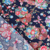 Cotone stampato con lurex, meravigliosi fiori su sfondo blu - Maison Klem
