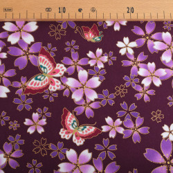 Cotone stampato con lurex Sakura viola - Maison Klem