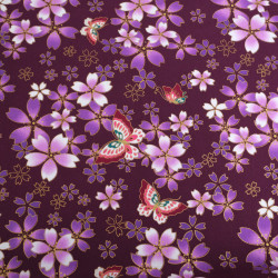 Algodón estampado con lurex Sakura violeta - Maison Klem
