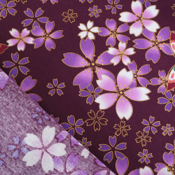 Cotone stampato con lurex Sakura viola - Maison Klem
