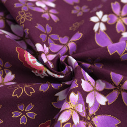 Bedruckte Baumwolle mit Lurex-Fäden, Sakura-Violett – Maison Klem