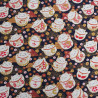 Neko Lurex-Printed Cotton on Navy Background - Maison Klem
