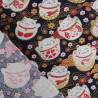 Neko Lurex-Printed Cotton on Navy Background - Maison Klem