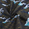 Lurex-Printed Cotton with Waves on a Navy Blue Background - Maison Klem