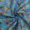 Cotone stampato con lurex, motivo pavone turchese - Maison Klem