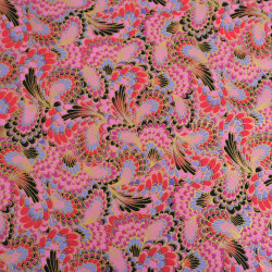 Bedruckte Baumwolle mit Lurex-Effekt, Pfau, Rosa – Maison Klem