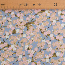 Sakura Mini Lurex-Printed Cotton with Gray and Blue Background - Maison Klem