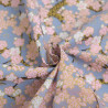 Sakura Mini Lurex-Printed Cotton with Gray and Blue Background - Maison Klem
