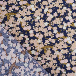 Sakura Mini Navy-Background Lurex-Printed Cotton - Maison Klem