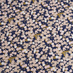 Sakura Mini Navy-Background Lurex-Printed Cotton - Maison Klem