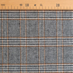 Tessuto tartan nero, écru e cammello - Maison Klem