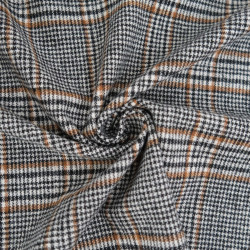 Tessuto tartan nero, écru e cammello - Maison Klem