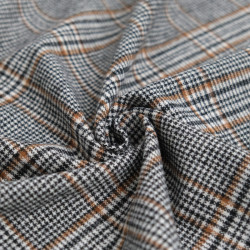 Tessuto tartan nero, écru e cammello - Maison Klem