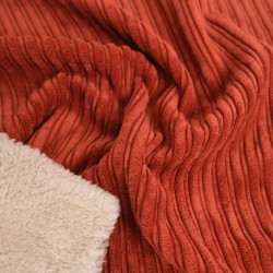 Terracotta Sherpa-Backed Ribbed Velvet - Maison Klem