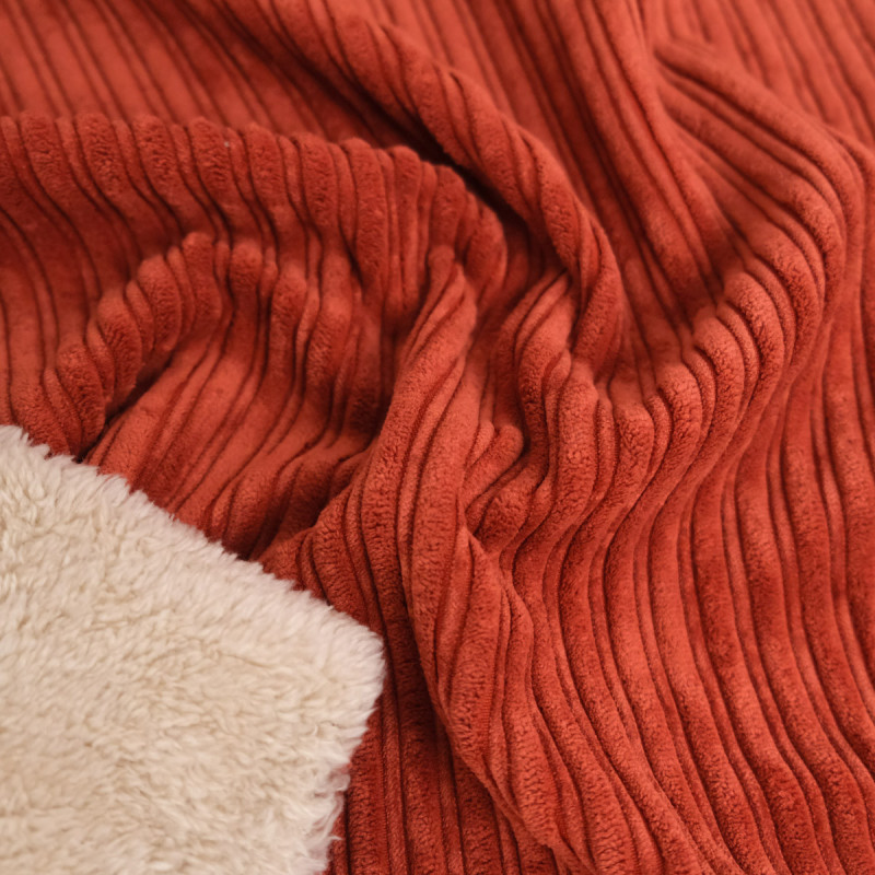 Velluto a coste con interno in sherpa color terracotta - Maison Klem