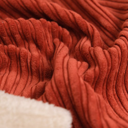 Terracotta Sherpa-Backed Ribbed Velvet - Maison Klem