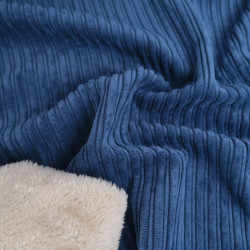 Denim Blue Sherpa-Lined Ribbed Velvet - Maison Klem
