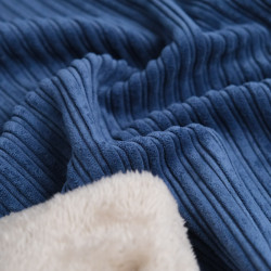 Denim Blue Sherpa-Lined Ribbed Velvet - Maison Klem