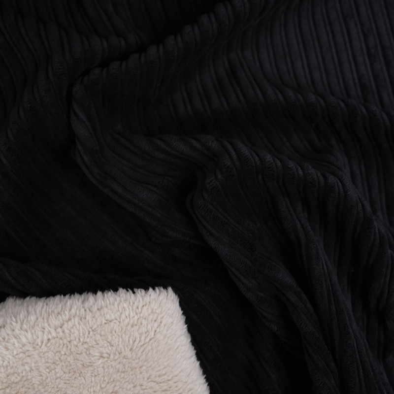 Black Sherpa-Backed Ribbed Velvet - Maison Klem