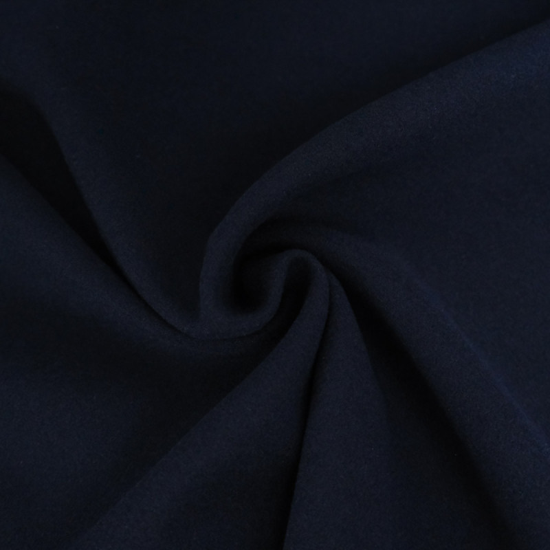 Navy Blue Caban-Style Knit Fabric Coat - Maison Klem
