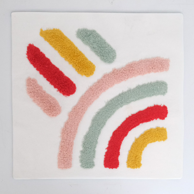 Multicolored Striped Punch Needle Panel, 45 x 45 - Maison Klem