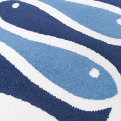 Punch-Needle-Bild „Blauer Fisch“ aus Samt, 45 × 45 – Maison Klem