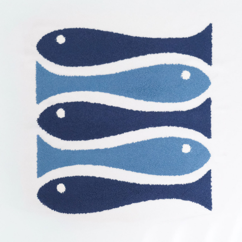 Quadro Punch Needle in velluto “Pesce blu” 45×45 - Maison Klem