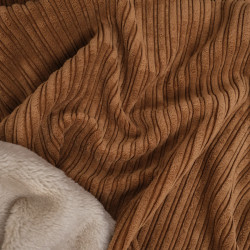 Cocoa-Colored Sherpa-Lined Ribbed Velvet - Maison Klem