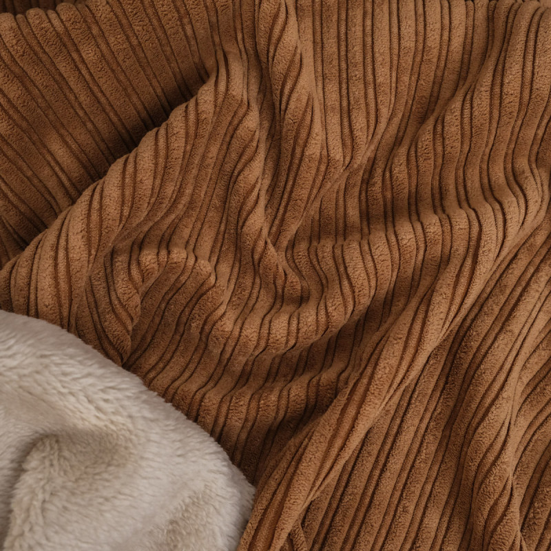 Velluto a coste con interno in sherpa color cacao - Maison Klem
