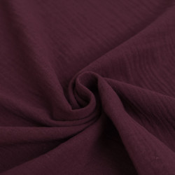 Tela de gasa doble lisa de 135 cm, color berenjena - Thaïs - Maison Klem