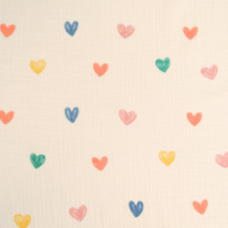 Tessuto a doppio strato con stampa a cuori multicolori - Maison Klem