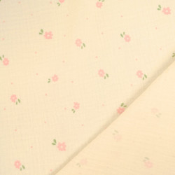 Doppel-Gaze mit rosa Blumenmuster – Maison Klem