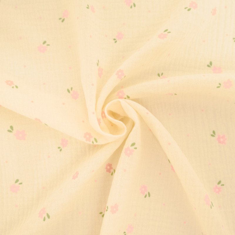Tessuto a doppio strato con stampa a fiori rosa - Maison Klem