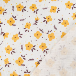 Doppelter Gaze-Stoff mit gelbem Blumenmuster – Maison Klem