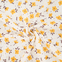 Doppelter Gaze-Stoff mit gelbem Blumenmuster – Maison Klem
