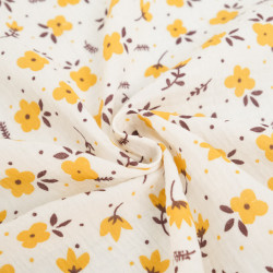 Tessuto a doppio strato con stampa a fiori gialli - Maison Klem