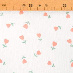 Tessuto a doppio strato con stampa floreale e cuori rosa - Maison Klem