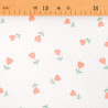 Gasa doble estampada con flores y corazones rosas - Maison Klem