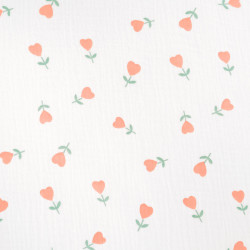 Double Gauze with Pink Heart Floral Print - Maison Klem
