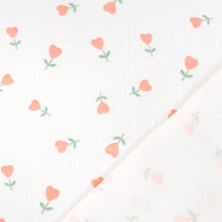 Doppel-Gaze mit Blumen- und Herzmuster in Rosa – Maison Klem