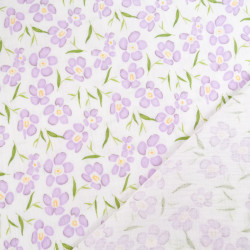 Tessuto doppio a righe con stampa floreale color malva - Maison Klem