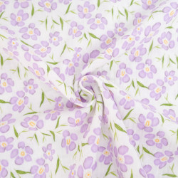 Tessuto doppio a righe con stampa floreale color malva - Maison Klem