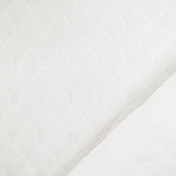 White Double Gauze Quilted with Floral Embroidery - Maison Klem