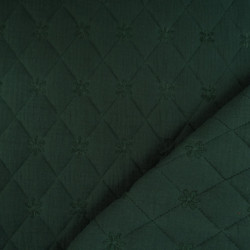 Double Gauze Quilt with Forest Green Floral Embroidery - Maison Klem